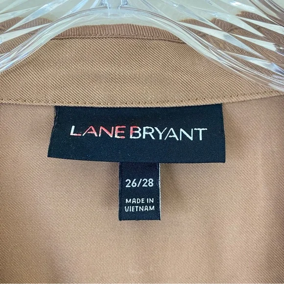 Lane Bryant Size 26/28 Khaki Tan Full Sleeve Open Long Trench Coat Jacket - Picture 7 of 7